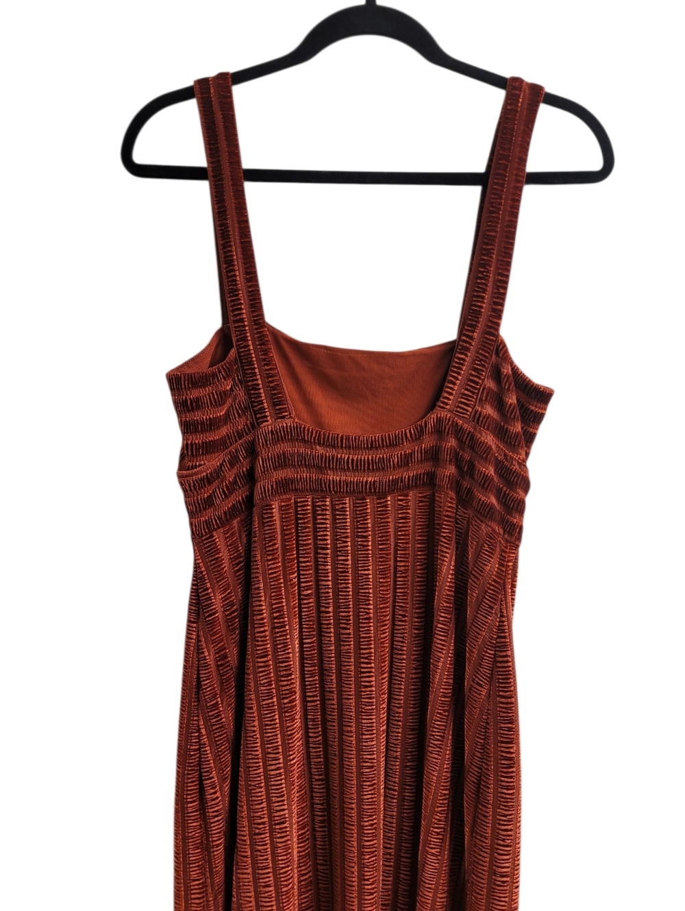 Free People Rust Velvet Maxi Knit Dress Square Neck Side Slit Medium - Picture 9 of 16